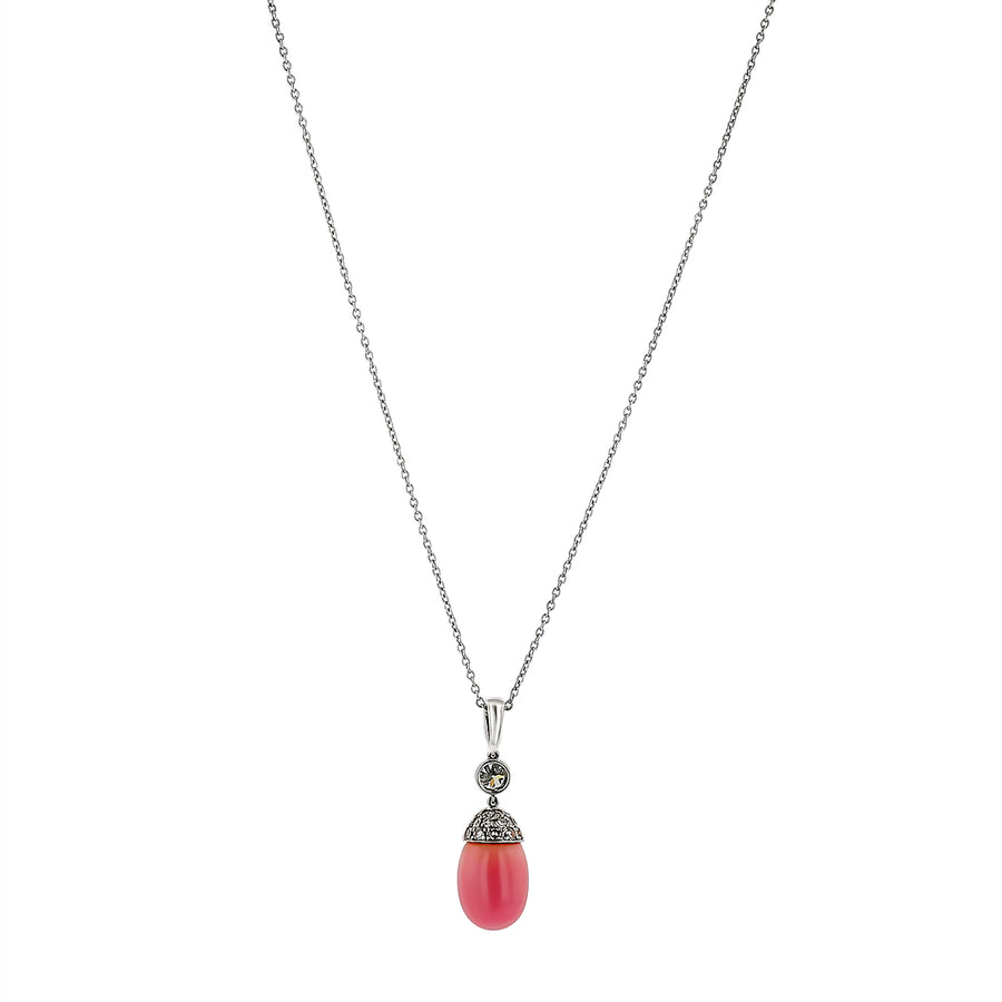 12.20ct Conch Pearl and 0.95ct Diamond Pendant in Platinum on 16" chain