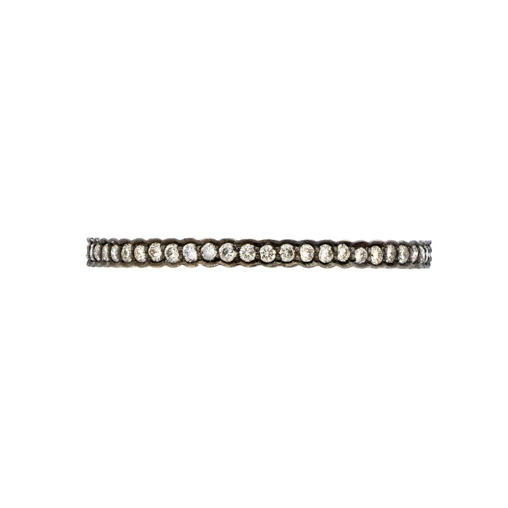 Scallop 0.30ct Diamond Eternity Band in 18K White Gold with Rhodium, Size 6.5