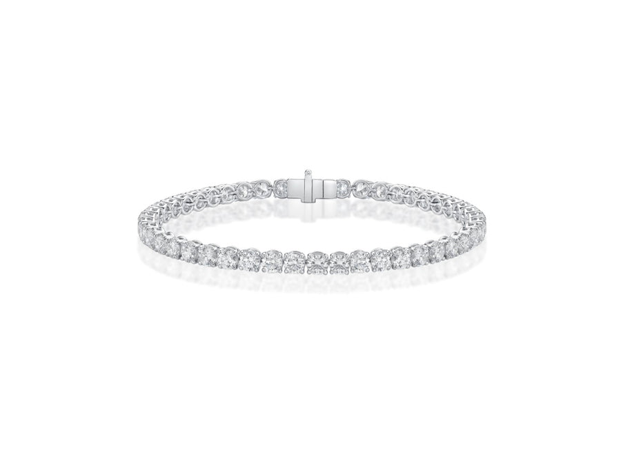 Classic 8.599ct 46 Full Cut Diamond 4 Prong Line Bracelet in 18K White Gold, 7"