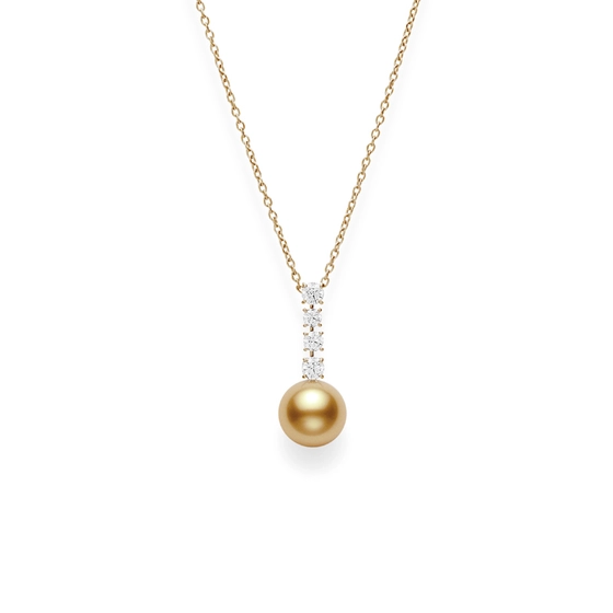 Classic 12mm A+ Golden South Sea Cultured Pearl and 0.72ct Diamond Pendant in 18K Yellow Gold, 19.5" chain