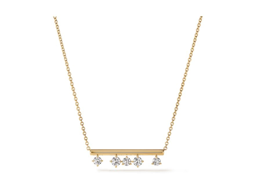 Barre 0.45-0.56Ct Diamond Bar Necklace in 18K Yellow Gold, 18"