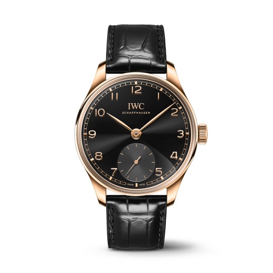 40mm Portugieser Automatic Watch with Black Dial in 18K Rose Gold, Strap