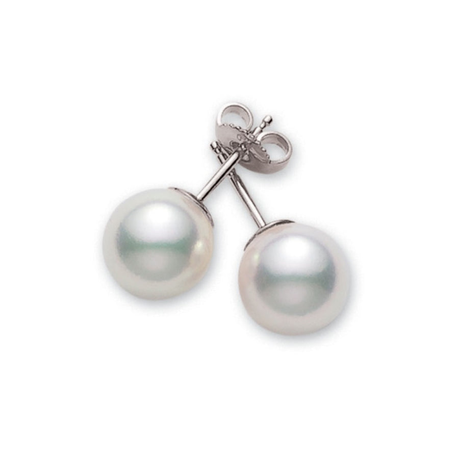 Everyday Essentials 7.5-8mm A+ Pearl Stud Earrings in 18K White Gold