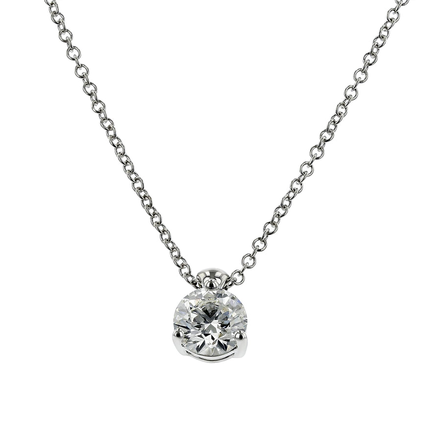 HOF Classic Solitaire 3 Prong Pendant Necklace