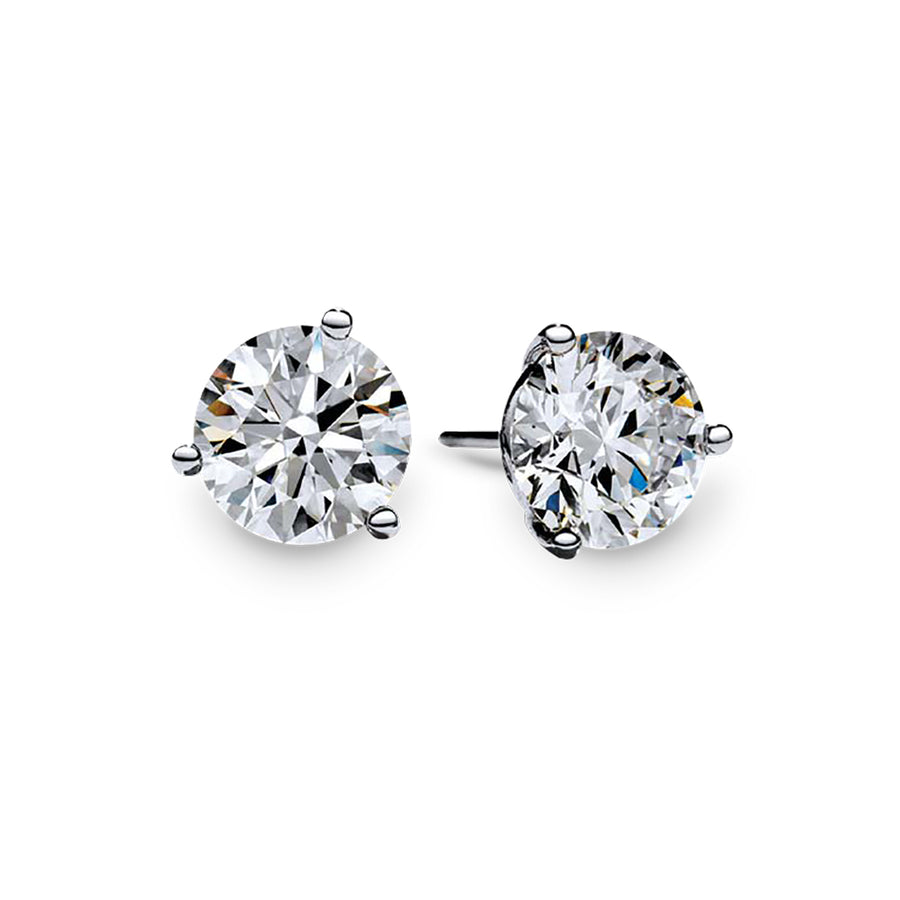 18K WHITE GOLD 2 FIRE&ICE ROUND BRILLIANT DIAMONDS=1.407CTS (F/VS1) GIA 3-PRONG STUD EARRINGS