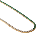 2.64ct Diamond and 2.49ct Emerald Half and Half Tennis Necklace in 18K Yellow Gold