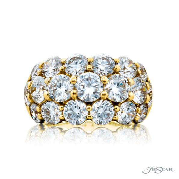 5.24ct Round Diamond 3 Row Shared Prong Band in 18K Yellow Gold