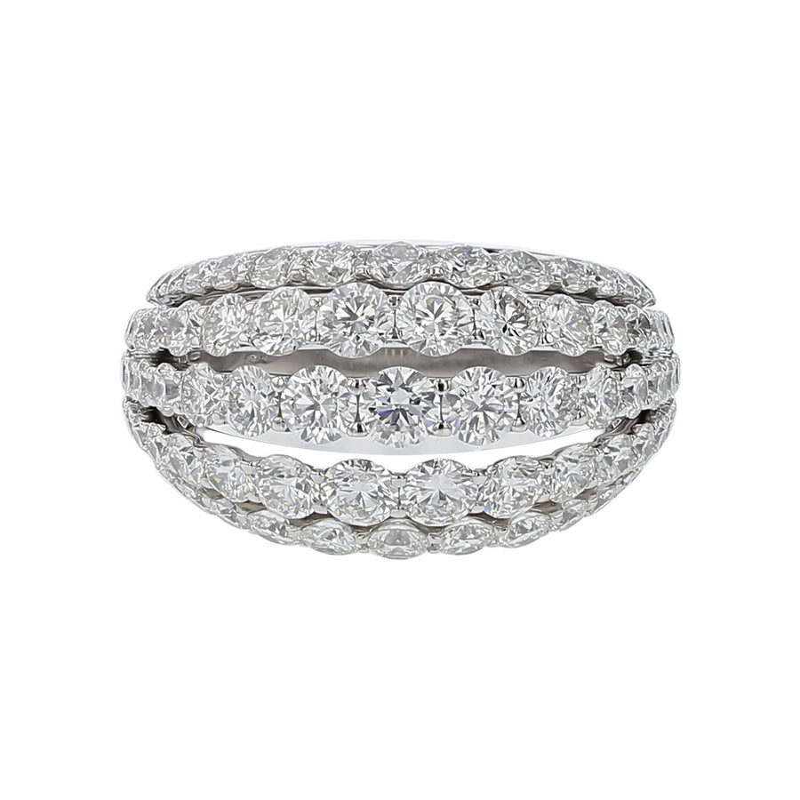 4.23ct Diamond 5 Row Ring in 18K White Gold, Size 6