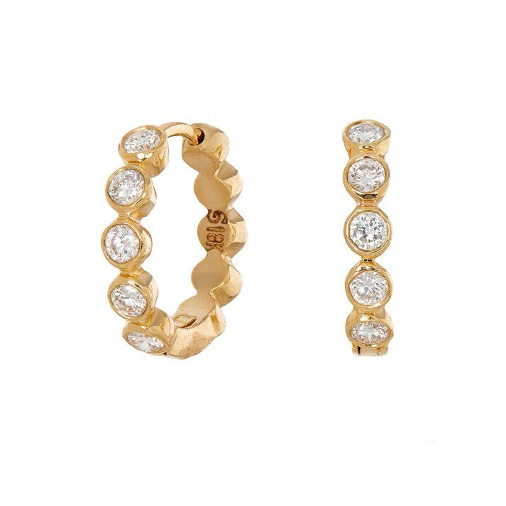 Modern Bezel 0.25ct Diamond Bezel Hoop Earrings in 18K Yellow Gold