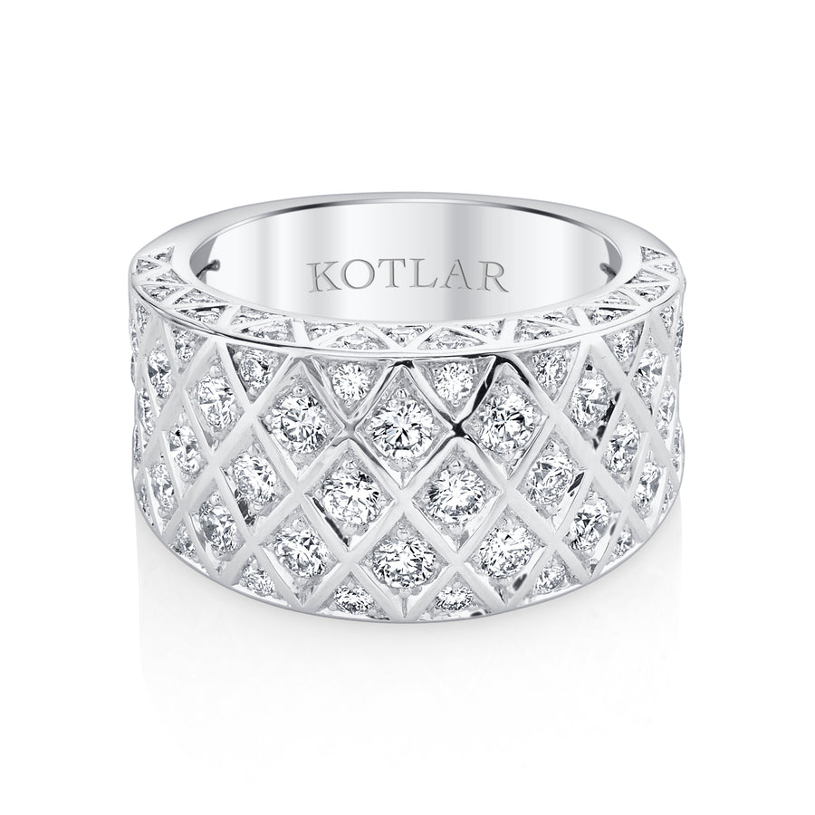 Artisan Pave Modernism 1.70ct Round Diamond Criss Cross Band in 18K White Gold