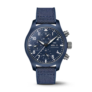 41.9mm Pilot's Watch Chronograph TOP GUN Oceana with Blue Dial in Blue Ceramic, Strap