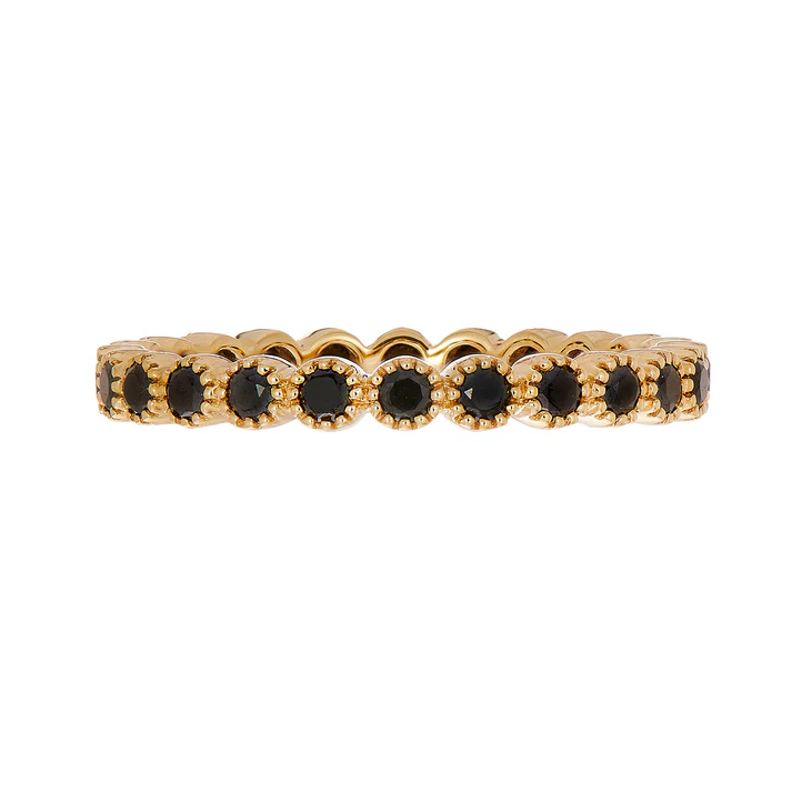 0.75ct Black Diamond Bezel Band in 18K Yellow Gold, Size 7