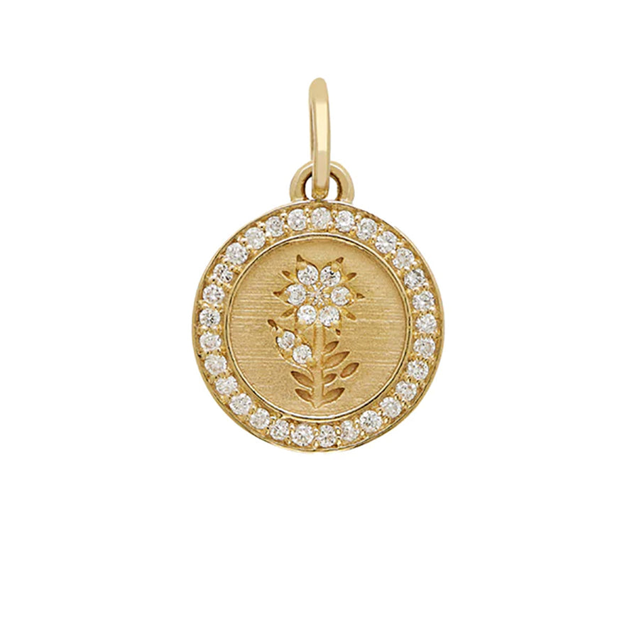 0.43ct Diamond Large Fleur Charm Pendant in 18K Yellow Gold without chain