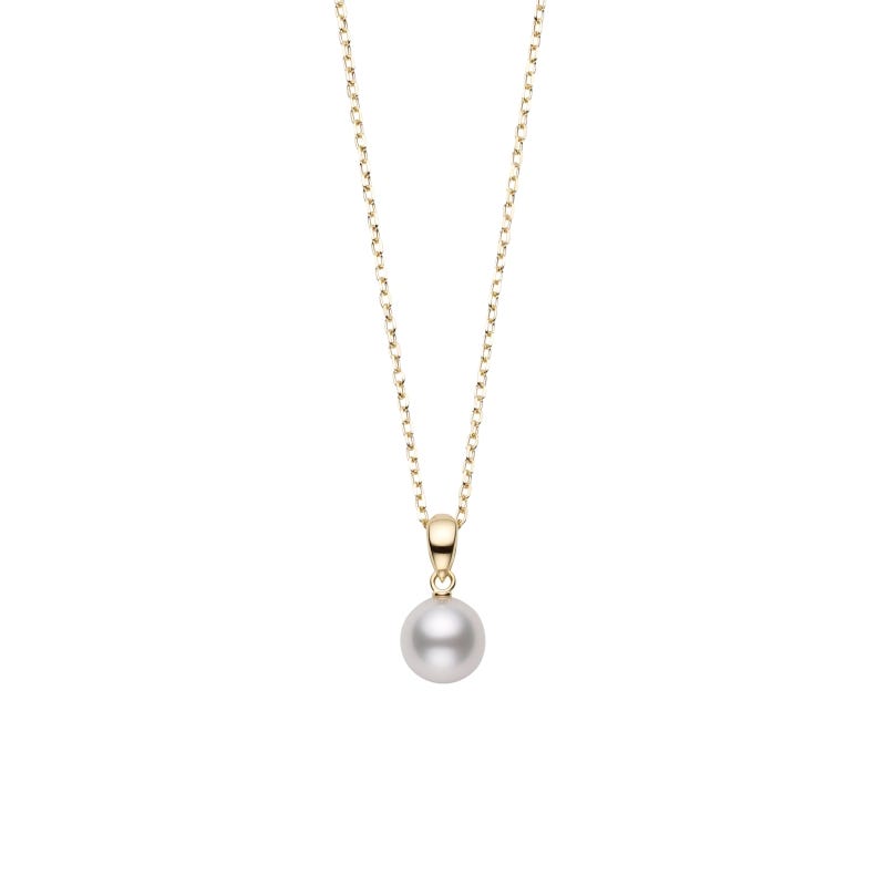 Everyday Essentials 7.5-8mm A+ Akoya Pearl Pendant in 18K Yellow Gold, 18" chain