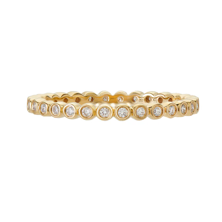 0.25ct Diamond Mini Bezel Band in 18K Yellow Gold, Size 6.5