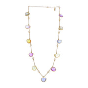 30.48ct Rose Cut Sapphire and 1.65ct Diamond Multi-Color Necklace in 18K Rose Gold, 17-15"