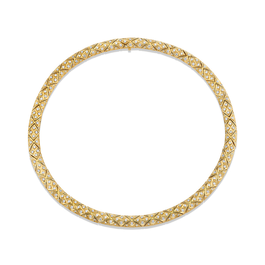Criss Cross Artisan Pave 6.03ct Diamond Necklace in 18K Yellow Gold, 15"