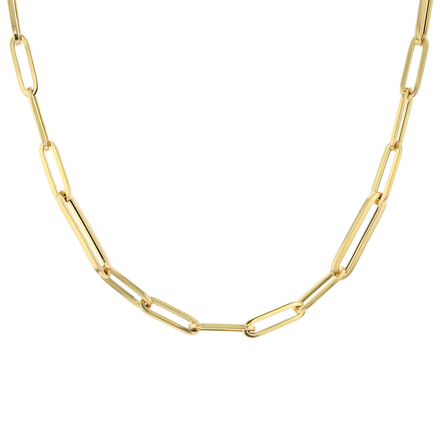 Designer Gold Alternating Paperclip Link Chain in 18K Yellow Gold, 17"