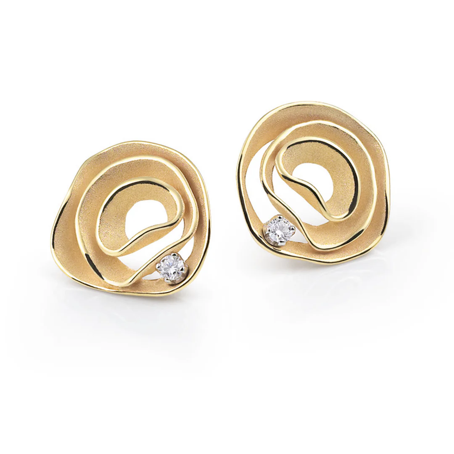 Dune 0.08ct Diamond Earrings in 18K Yellow Sunrise Gold