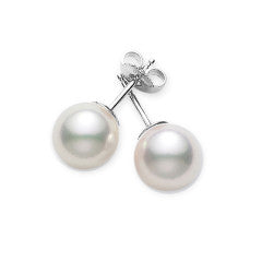 Everyday Essentials 7.5-8mm A+ Pearl Stud Earrings in 18K White Gold