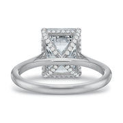 New Aire 0.15ct Diamond Solitaire Ring Semi Mount in Platinum and 18K White Gold Size 6 with 3.00ct Emerald Cut CZ Center