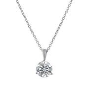 1.20ct Fire & Ice Round Brilliant Diamond Solitaire Pendant in 18K White Gold, 18" chain