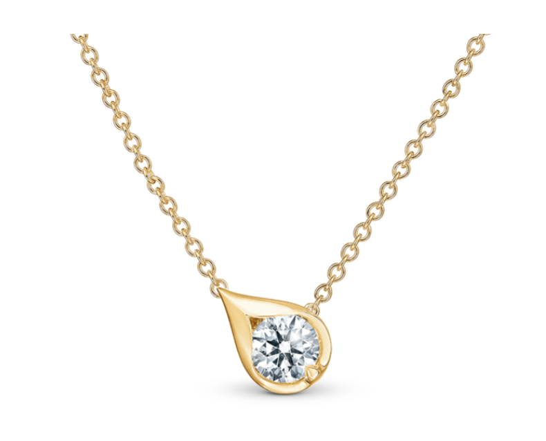 Droplet 0.50Ct Diamond Necklace in 18K Yellow Gold, 18" chain