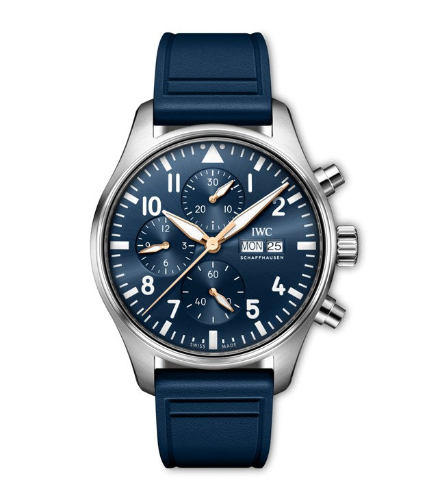 43mm Pilot's Watch Chronograph Le Petit Prince with Blue Dial in Stainless Steel, Strap