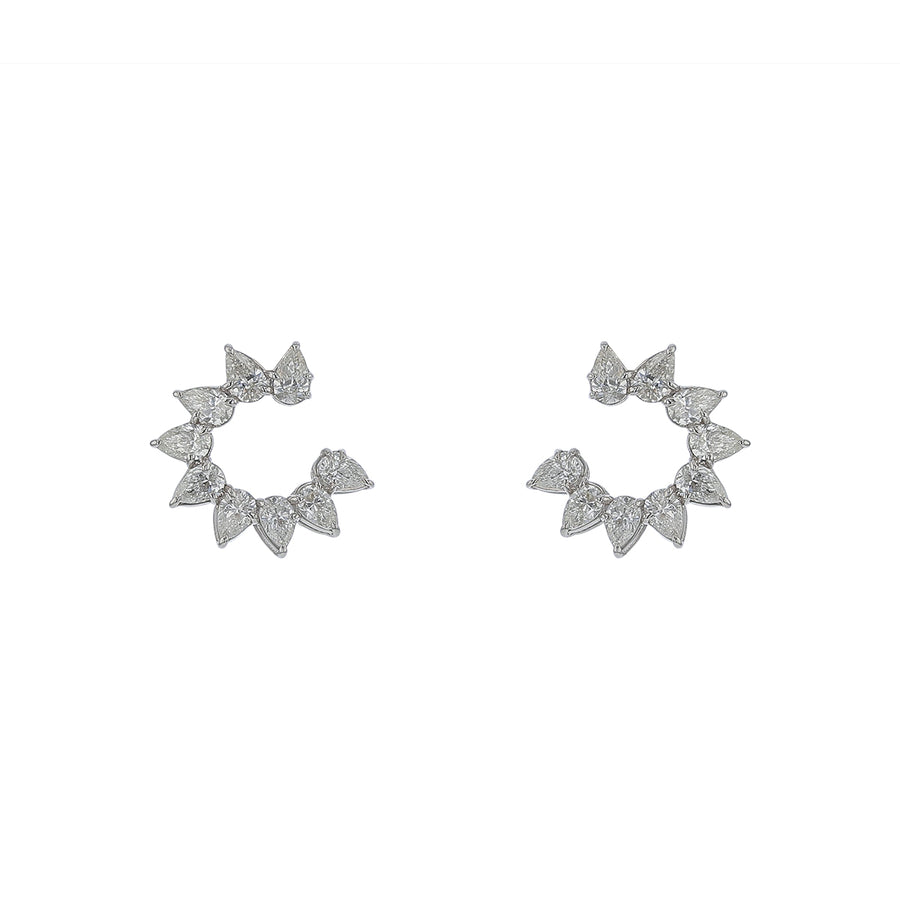 2.41ct Pear Shape Diamond Wrap Earrings in 18K White Gold
