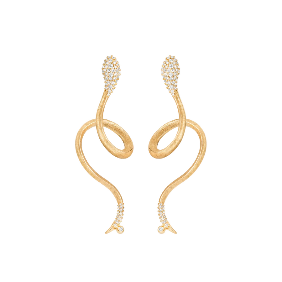 0.46ct Diamond Snake Earrings in 18K Yellow Gold