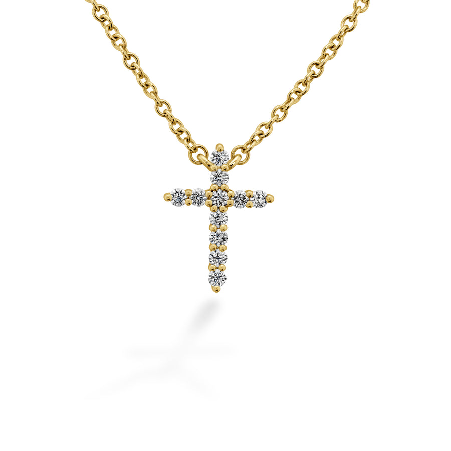 Signature Cross 0.09-0.13ct Diamond Pendant on Chain in 18K Yellow Gold, 18in