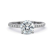 Comfort Fit 0.76ct Diamond Prong Set Partway Ring Semi Mount in 18K White Gold and Platinum Size 6