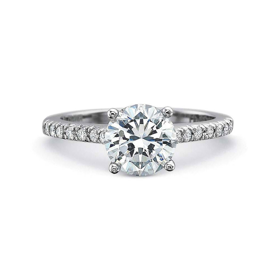 Comfort Fit 0.76ct Diamond Prong Set Partway Ring Semi Mount in 18K White Gold and Platinum Size 6