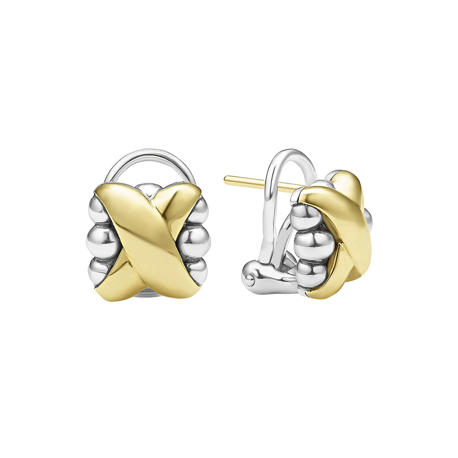 Two-Tone X Omega Clip Earrings