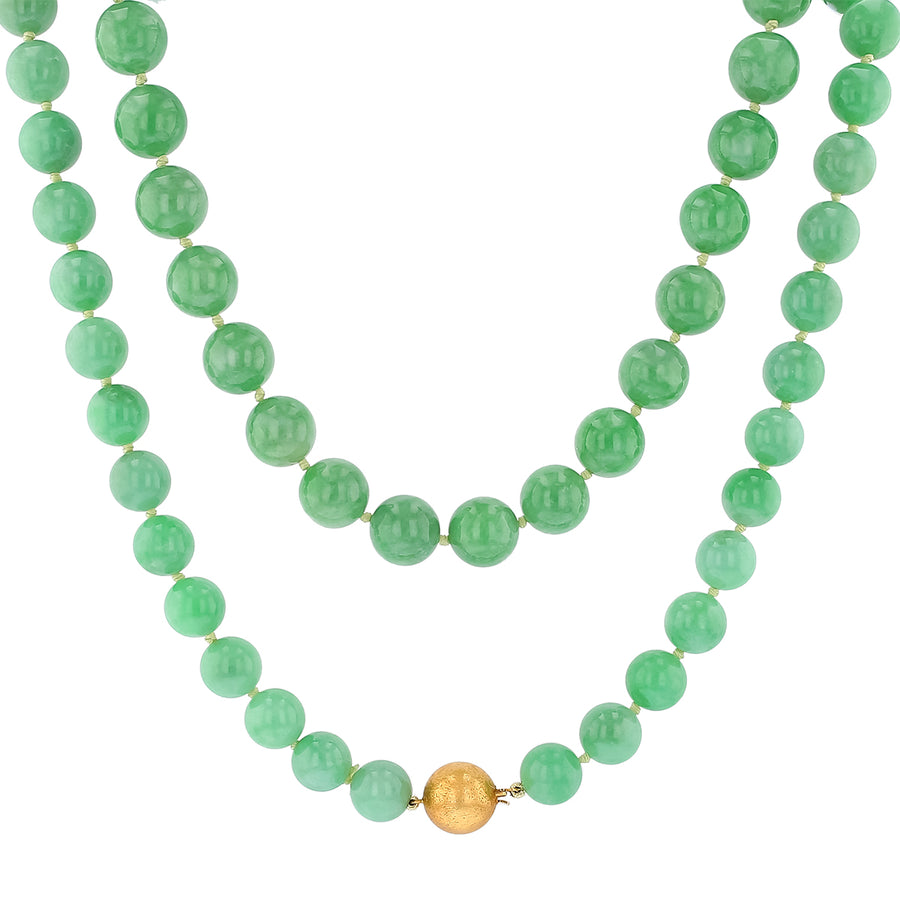 Jade Beaded Necklace in 18K Yellow Gold, 34"
