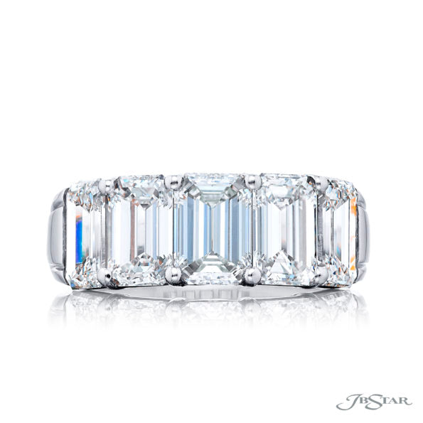 5.24ct Emerald Cut Diamond Shared Prong Band in Platinum