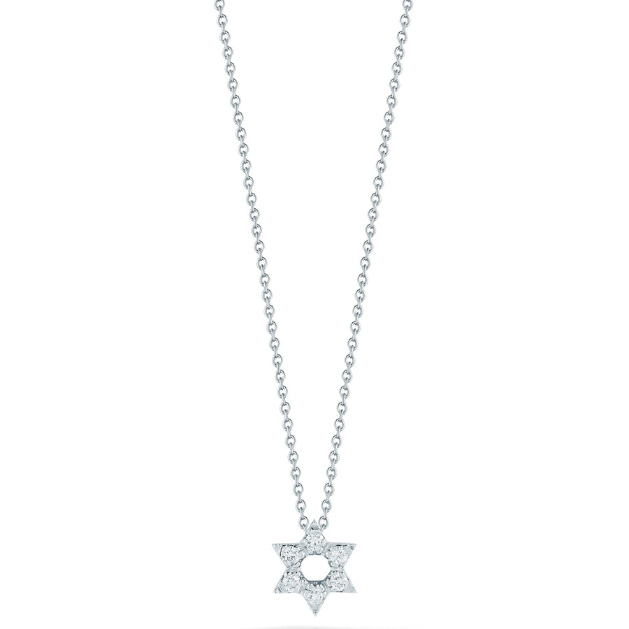 Tiny Treasures 0.09ct Diamond Star of David Pendant in 18K White Gold with chain
