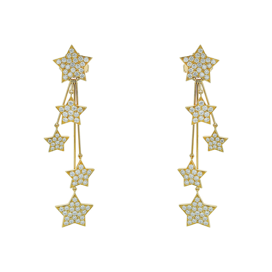 2.83ct Diamond Star Fringe Earrings in 18K Yellow Gold