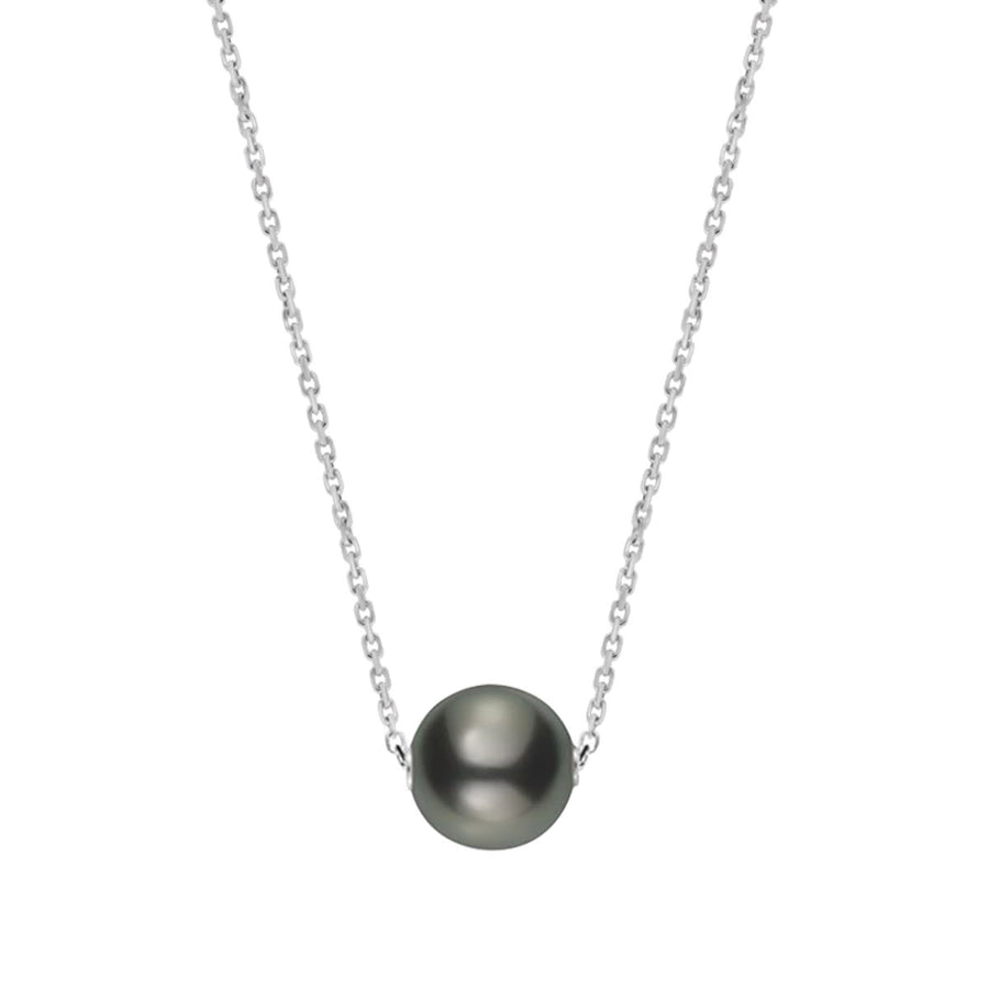 Japan 10mm A+ Black South Sea Pearl Pendant in 18K White Gold, 18" chain