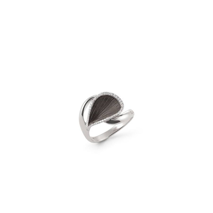 Goccia 0.11ct Diamond Ring in 18K White Gold with Black Rhodium Plating, size 6.5