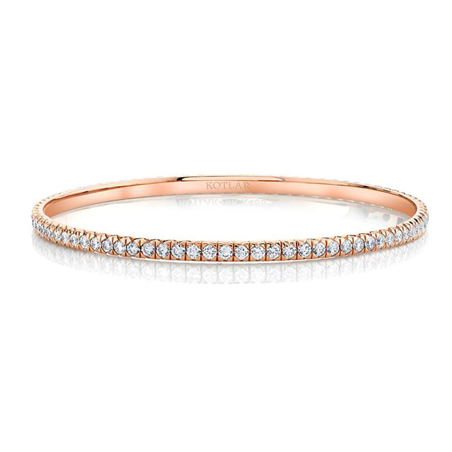 French Cut 2.67ct Diamond Bangle in 18K Rose Gold