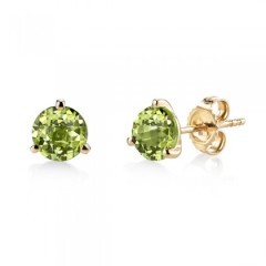 2.72ct Peridot Martini 3 Prong Stud Earrings in 14K Yellow Gold