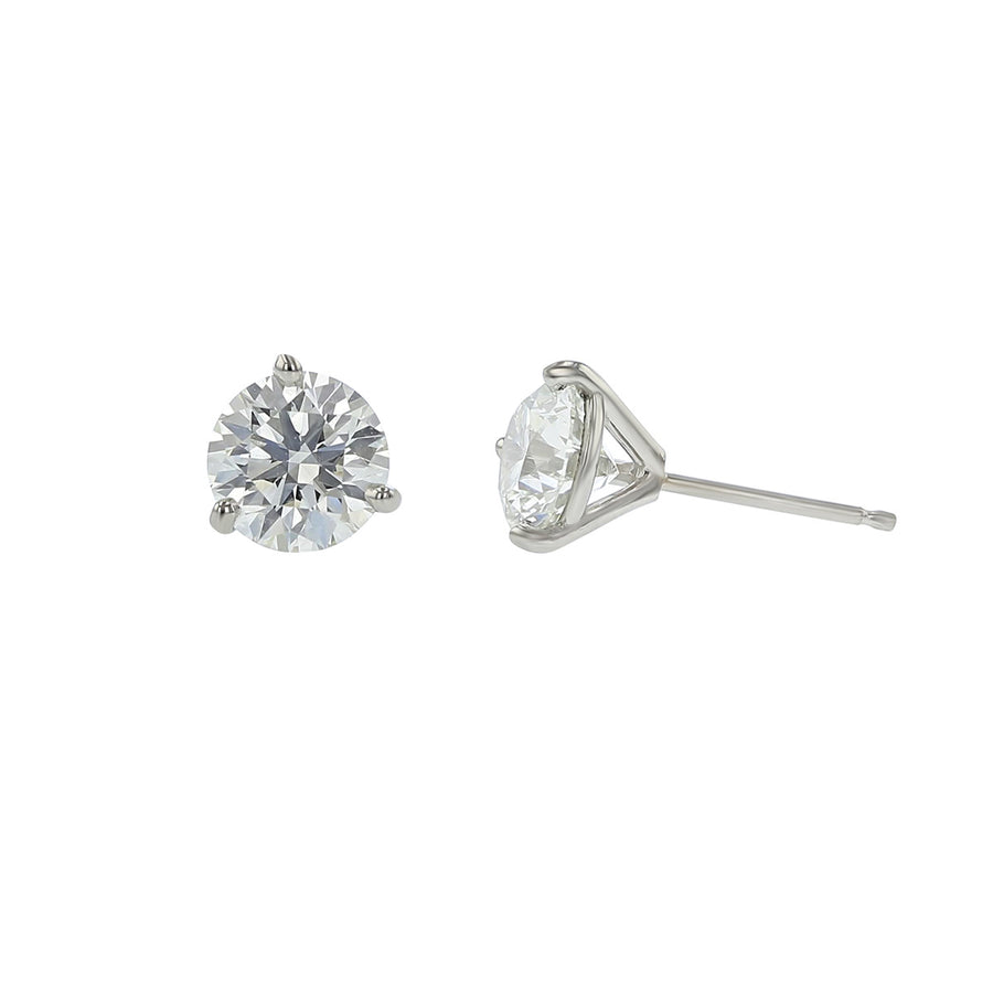 0.83ct Fire & Ice Round Brilliant Diamonds 3 Prong Stud Earrings in 18K White Gold