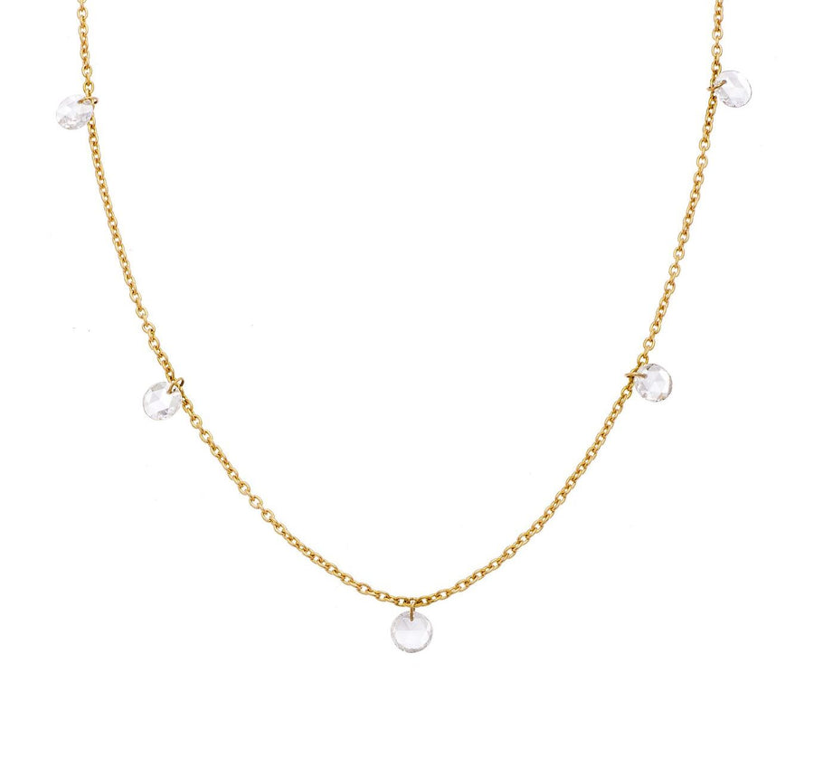 Cien 0.28ct Rose Cut Diamond Station Necklace in 18K Yellow Gold, 16-18"