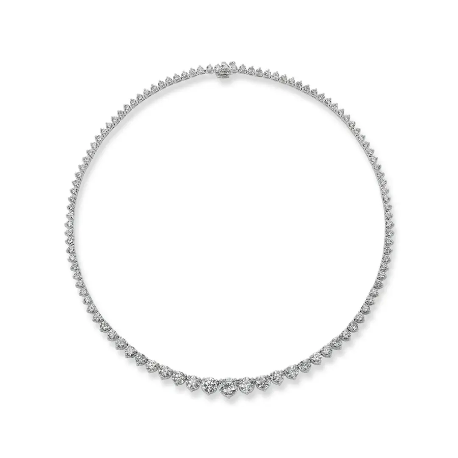 Riviera 11.94ct Diamond Graduated Tennis Necklace in 18K White Gold, 18"