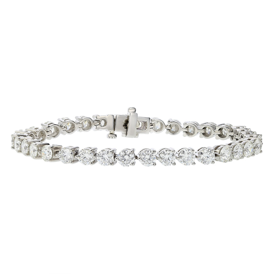 10.26ct Fire & Ice Diamond 3 Prong Tennis Bracelet in Platinum, 6.75"