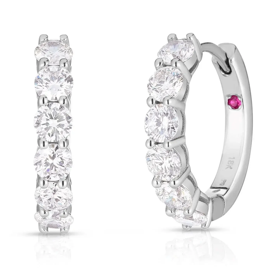 Perfect Hoops 2.00ct Diamond Huggie Earrings in 18K White Gold