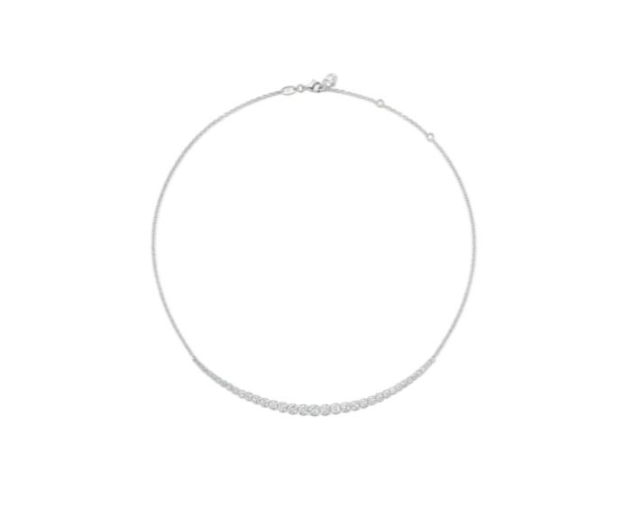 Hearts on Fire Classic 3.01ct Diamond Half Line Necklace in 18K White Gold, 16"