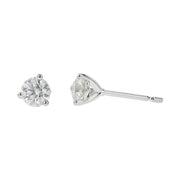 1.01ct Fire & Ice Round Brilliant Diamonds 3 Prong Stud Earrings in 18K White Gold