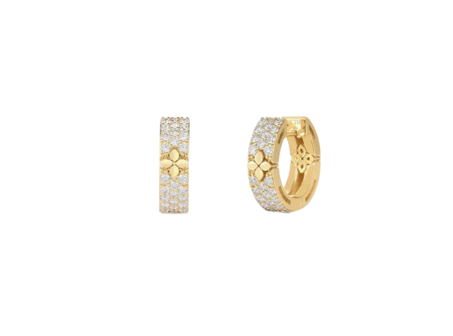 Love in Verona 0.65ct Diamond Pave Flower Huggie Earrings in 18K Yellow Gold